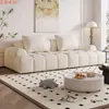 Sofá Puf Color Crema para Sala de Estar, Apartamento Pequeño, Apartamento de Alquiler Minimalista Estilo Francés, Tela Resistente a Arañazos de Gato, Sofá de Algodón y Lino