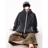 Sudadera con capucha de punto patchwork estilo americano, línea Hasselblad, para hombre, marca retro moderna, ropa exterior para pareja, holgada, casual, sudadera con capucha versátil