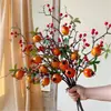 Flor de Romã Flor Artificial Frutas da Fortuna com Frutas Vermelhas Flor Decorativa de Ano Novo Flor Falsa Ornamento Ornamento para Arranjo de Flores da Sala de Estar Dropshipping