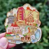 Adesivos magnéticos de madeira para geladeira de Xiamen, lembrancinhas turísticas da cidade de Guochao Wenchuang, adesivos de lembrancinhas de atrações turísticas populares.