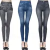 Leggings de TV Europeos y Americanos Súper Elásticos Leggings de Imitación de Mezclilla para Mujer Cintura Alta Adelgazantes Levanta Glúteos para Mujer