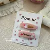 Novo Tecido Estampado de Desenho Animado com Bordado de Laço Primavera Menina Crianças Doce Versátil Grampo de Cabelo Fofo BB Clip Acessórios de Cabelo