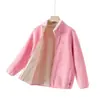 Casaco de menina, blusa de fleece nova outono e inverno para crianças, cardigã quente com gola alta para meninas, roupas infantis