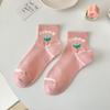 Calcetines cortos todo en uno de corte bajo para mujer, primavera y verano 2023, venta al por mayor, bonitos calcetines de algodón con estampado de flores a rayas