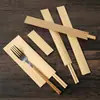 Pronta Entrega Utensílios de Mesa Comerciais Papel Revestido Porta-Hashi Descartável Conjunto de Colheres Quatro em Um para Hotel e Delivery Sacola de Papel Kraft