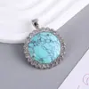 Moda Transfronteiriça Pedra Natural Cristal Pingente Amethyst Redondo Pingente Exquisito de Strass Acessórios para Colar DIY Atacado