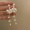 Pendientes Largos con Borlas de Perlas de Moda Estilo Europeo y Americano Románticos Franceses Frescos Elegantes Exquisitos Pendientes de Artesanía Pesada Venta al por Mayor