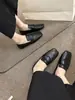 Primeiro Encontro Jifangtou Sapatos de Feijão Femininos Retro Francês Suave Planos Casuais Mocassins Couro Macio Solado Macio Mocassins Slip-on