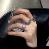 Anillo de Piedra Lunar estilo Coreano Diseño Nicho Femenino Personalidad Forma de Estrella Irregular Abertura Ajustable Anillo para Dedo