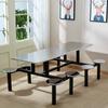 Mesa y silla de comedor para comedor escolar, combinación de acero inoxidable para 4, 6 y 8 estudiantes, para personal del comedor, mesa y silla de comida rápida.