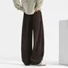 Calças retas de fábrica para homens, calças de perna curva para outono, calças de moletom largas, calças masculinas fluidas, calças casuais masculinas para primavera e outono