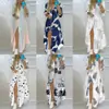 Vestido Camisa de Moda para Mujer con Estampado de Solapa Única y Abertura, Falda Larga, Comercio Exterior de Amazon Primavera 2022