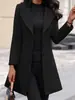 Outono e Inverno 2025 Atravessando Fronteiras Europeu e Americano Popular na Amazon Gola Lapela Emagrecimento Puro Cor Slim Jaqueta de Lã Outwear Feminina para Mulheres