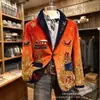 Site independente internacional Amazon TEME blazer de veludo cotelê de manga comprida com dois bolsos masculinos