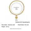 Collar de Acero Inoxidable Hebilla Tipo OT Chapado de Alta Gama Oro de 18K Europeo y Americano Ins Placa Redonda Circonita Diamante Blanco Nicho No se Desvanece Mujer