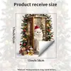 Pegatina de pared de gato blanco navideño atmosférica 3D realista con respaldo autoadhesivo, pegatina decorativa de pared removible para dormitorio