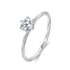 Anillo de plata esterlina S925 para mujer, estilo transfronterizo europeo y americano, con seis garras de diamante simulado, cerrado, chapado en platino.