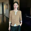 Cárdigan de Cachemir Tejido con Cuello Redondo para Mujer, Top Corto Holgado de Color Puro como Capa Base y Chaqueta Cardigan a Capas