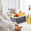 Cesta de almacenamiento de tiras de estilo nuevo y simple 2020, cesta de plástico PP para acabado de verduras de cocina, cesta de almacenamiento de ropa de baño