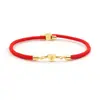 Pulsera de Hilo Rojo de Venta Caliente Transfronteriza con Letra Inglesa A-Z y Colgante Grabado Dorado en Forma de Corazón, Pulsera Ajustable, Versátil