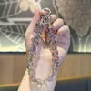 Cadena de Cristal con Cuentas Hecha a Mano para Teléfono Móvil de Celebridad de Internet para Mujeres, Llavero Exquisito y de Alta Gama Junta de Llavero Cadena Corta para Colgar el Teléfono Móvil en la Muñeca