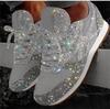 Otoño Transfronterizo Nuevos Zapatos Deportivos Casuales Punta Redonda Cordones Lentejuelas Moda Coreana Color Caramelo Diarios Tenis de Suela Gruesa