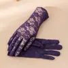 Guantes de Verano para Mujer, Cortos, de Encaje Floral, Protección Solar, para Conducir, Dedos Finos, Negros, Protector Solar Anti-ultravioleta, Ciclismo