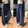 Calça Azul Marinho de Perna Larga para Mulheres, Novo Estilo Primavera/Verão 2026, Cintura Alta, Fluida, Emagrecimento, Perna Reta Solta, Casual, Esportiva, Calça de Moletom