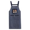 Delantal de Cocina Casero de Estilo Nuevo Impermeable y a Prueba de Aceite Impresión Antimanchas Rayado Simple Ropa de Trabajo para Mujer