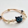 Keke pulsera de búho de cerámica joyería original tejida a mano pequeña fresca estudiantes femeninas tamaño ajustable puesto