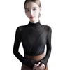 Top moderno transparente de máquina cuidadosa, nuevo de otoño, camiseta básica de malla de color sólido a la moda, camiseta ajustada elástica, camisa pequeña