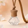 Botella de Vidrio Transparente Colgante Difusor de Aroma para Coche Cuerda Marrón de Cintura Alta Botella Redonda Plana 10ml Botella Vacía Botella Difusora de Aroma para Coche
