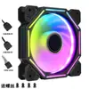 Ventoinha ARGB para gabinete de computador, resfriada a ar, 5V 3 pinos, 12cm, ultrassilenciosa, 12025, ventoinha de resfriamento, controle de temperatura por 4 pinos, luz
