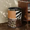 Papelera de cuero estilo americano vintage para uso doméstico, Cubo de basura estilo francés de mediados de siglo para cocina y baño con tapa y pedal