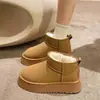 Botas de neve antiderrapantes com sola grossa e forro de pelo para mulheres, novo modelo inverno 2026, sapatos de algodão impermeáveis que aumentam a altura com forro de pelúcia