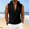 2026 Europeu e Americano Gola V Transfronteiriço Amazon Verão Novo Tamanho Europeu Colete Masculino de Linho Jaqueta Sem Mangas Resistente com Capuz Casual