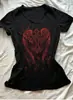 Transfronteiriça Europeia e Americana Sexy Hot Girl Espada Sagrada Estampa Coração Borboleta Nicho Casual Solta Manga Curta T-shirt Feminina Verão