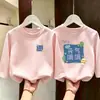 Camiseta de manga larga para niño 100% algodón top infantil colección otoño 2026 casual cuello redondo versátil camiseta básica para niños mayores