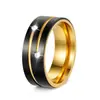 Anillo de Dos Tonos Negro y Dorado Incrustado con Diamantes para Hombre y Mujer de Amazon Transfronterizo, Anillo de Oro Mate, Anillo Moderno y Único