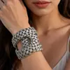 Joias Transfronteiriças Europeias e Americanas Padrão Geométrico de Metal Pulseira Aberta Fashionável Curva Lisa Pulseira Exagerada Atacado
