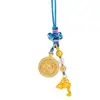 Brújula auspiciosa de ocho tesoros, tres en uno, chapada en oro resistente al descoloramiento, incrustada de diamantes, colgante para coche con nudo chino, llavero con zodiaco estilo chino para el año de nacimiento