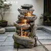 Directamente del fabricante: Rocalla decorativa de resina multicapa tipo piedra apilada con agua corriente, una pieza decorativa para jardines, con sistema de agua circulante y disponible para personalización.