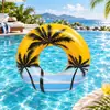 Flotador inflable de PVC con estampado de palmeras de coco, apto para adultos y niños, para playa, piscina y fiestas; portátil y plegable