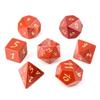 Dados Poliédricos de Piedra Roja Natural Grabados con Números Juego de Entretenimiento de Rol D&D Juego de Siete Piezas Z06