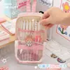 Estuche para Lápices de Gran Capacidad con Estampado de Estrellas Transparente Ins Estilo Japonés Caja de Papelería de Aspecto Elegante para Estudiantes Multicapa Portátil Bolsa de Cosméticos