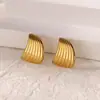 Brincos de Coração de Aço Inoxidável Retro Transfronteiriços Europeus e Americanos Exagerados Dourados Florais Gota d'Água Textura de Flor Brincos Acessórios Femininos