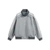 Yidao Roupas Vintage 2026 Outono Novo Estilo Esportivo Tendência Retro Americano Jaqueta com Gola Alta Listrada Color Block para Homens