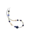 Collar Gargantilla de Cadena para Clavícula de Alto Grado con Diseño Vanguardista de Lapislázuli Natural y Perla de Cristal Hecha por el Hombre