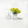 Mini maceta de bicicleta con flores de gipsófila artificiales, planta pequeña en maceta simple multicolor, decoración de escritorio, flores artificiales para el hogar al por mayor