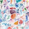 50 Folhas Adesivos de Água-viva do Oceano para Aquarela Conchas Estrelas do Mar Corais Elementos Subaquáticos Diário Decoração DIY Impermeável Atacado